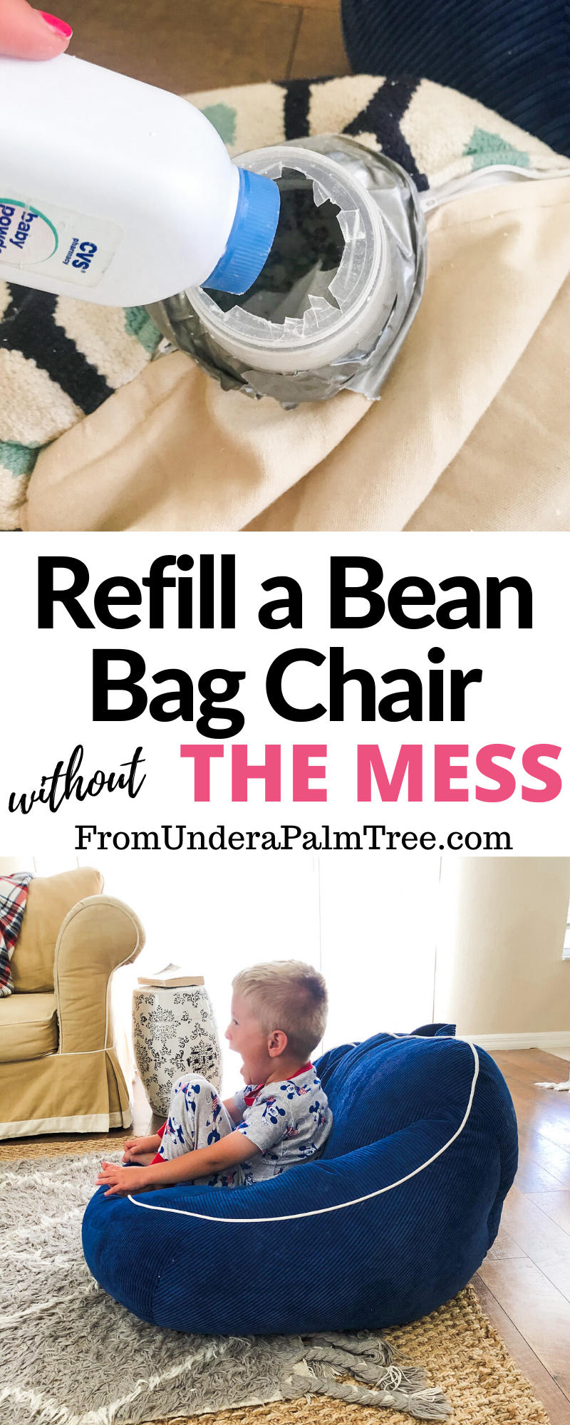Refill a Bean Bag Chair Without the Mess - From Under a Palm Tree